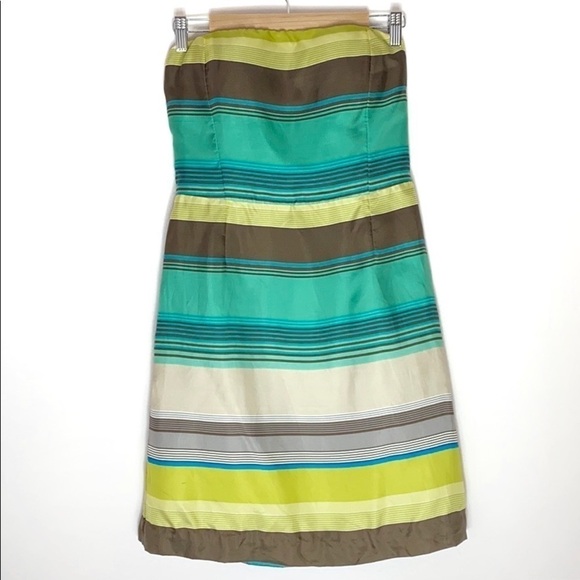 Banana Republic striped silk strapless dress 6 - Picture 2 of 8